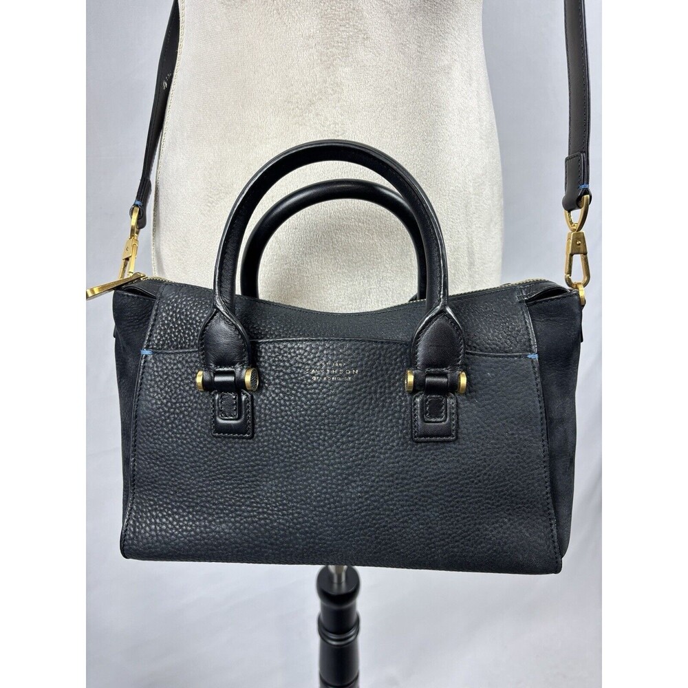 Smythson of Bond St Eliot Mini Tote Black Leather Top Handle Bag Crossbody - Picture 1 of 14